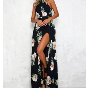 Navy Halter Maxi Dress